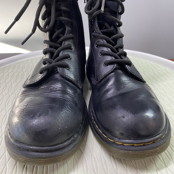 Dr Doc Martens Black Boot‎ Leather Combat Punk Biker Youth 4UK-Women 6US-Men 5US - Picture 3 of 11